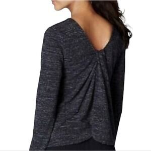 J. Jill PureJill Twist Knot Back Long Sleeve Top Charcoal Gray Size Large Womens